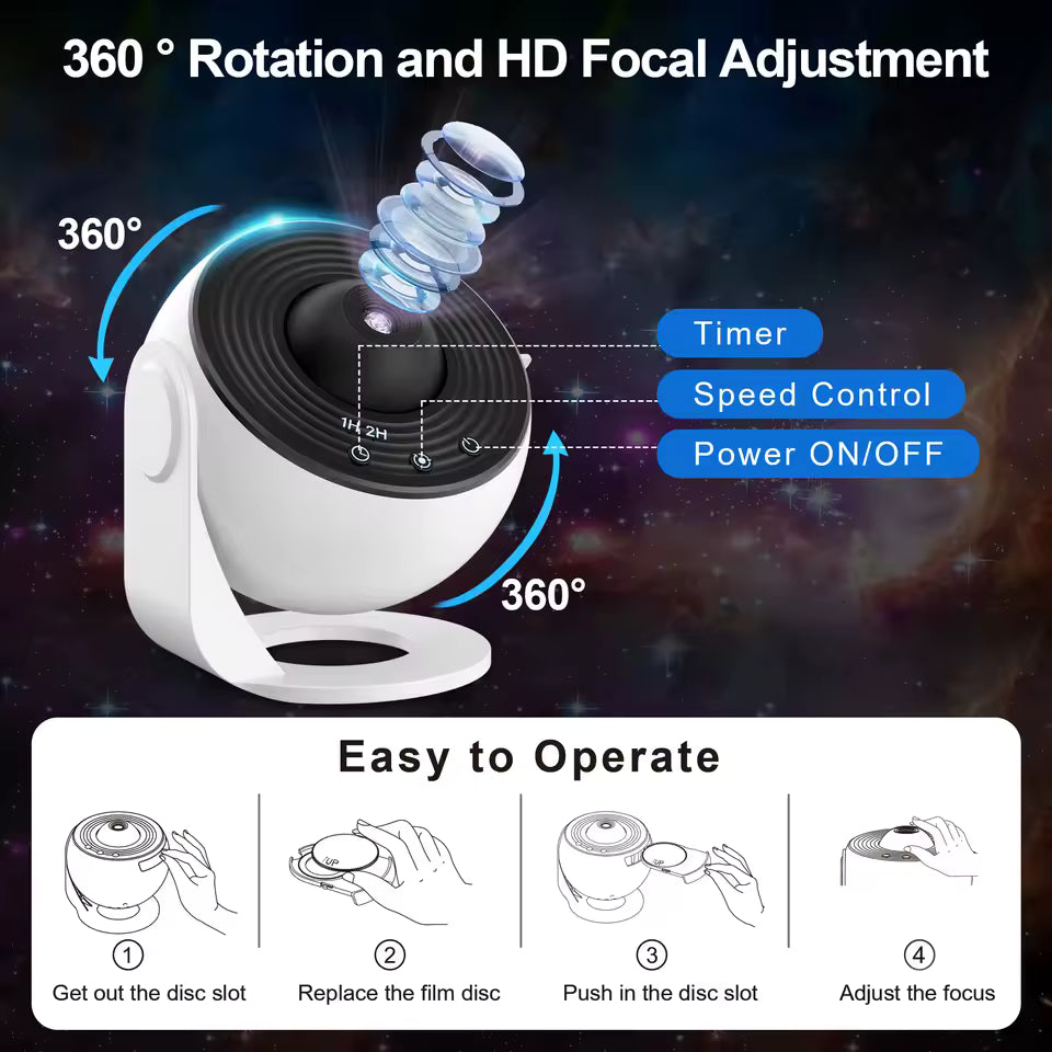 Mini Galaxy Projector — LED Star Night  Light for Bedroom & Gaming Room